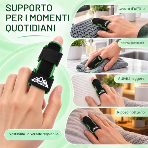 Detalle de supregear tutori a stecca per dita, set da 2 con barra in alluminio