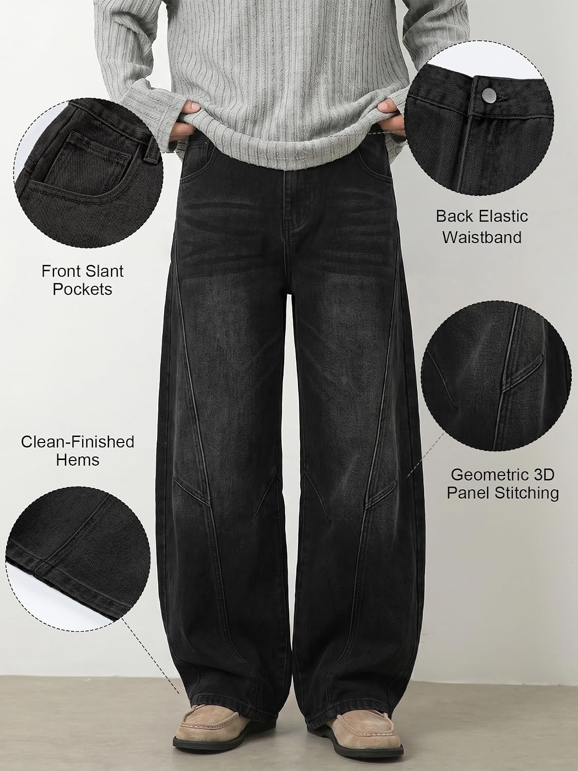 Thumbnail 3 de Icymay Mens Baggy Jeans – Wide-Leg Y2K Vintage Denim Pants