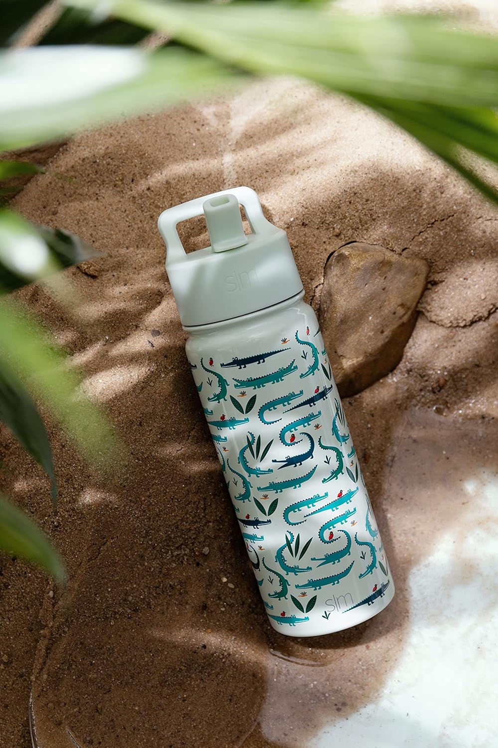 Detalle 2 de Simple Modern Trinkflasche Kinder 530 ml – Green Crocodiles (Summit Sammlung), isotherm, mit Trinkhalm