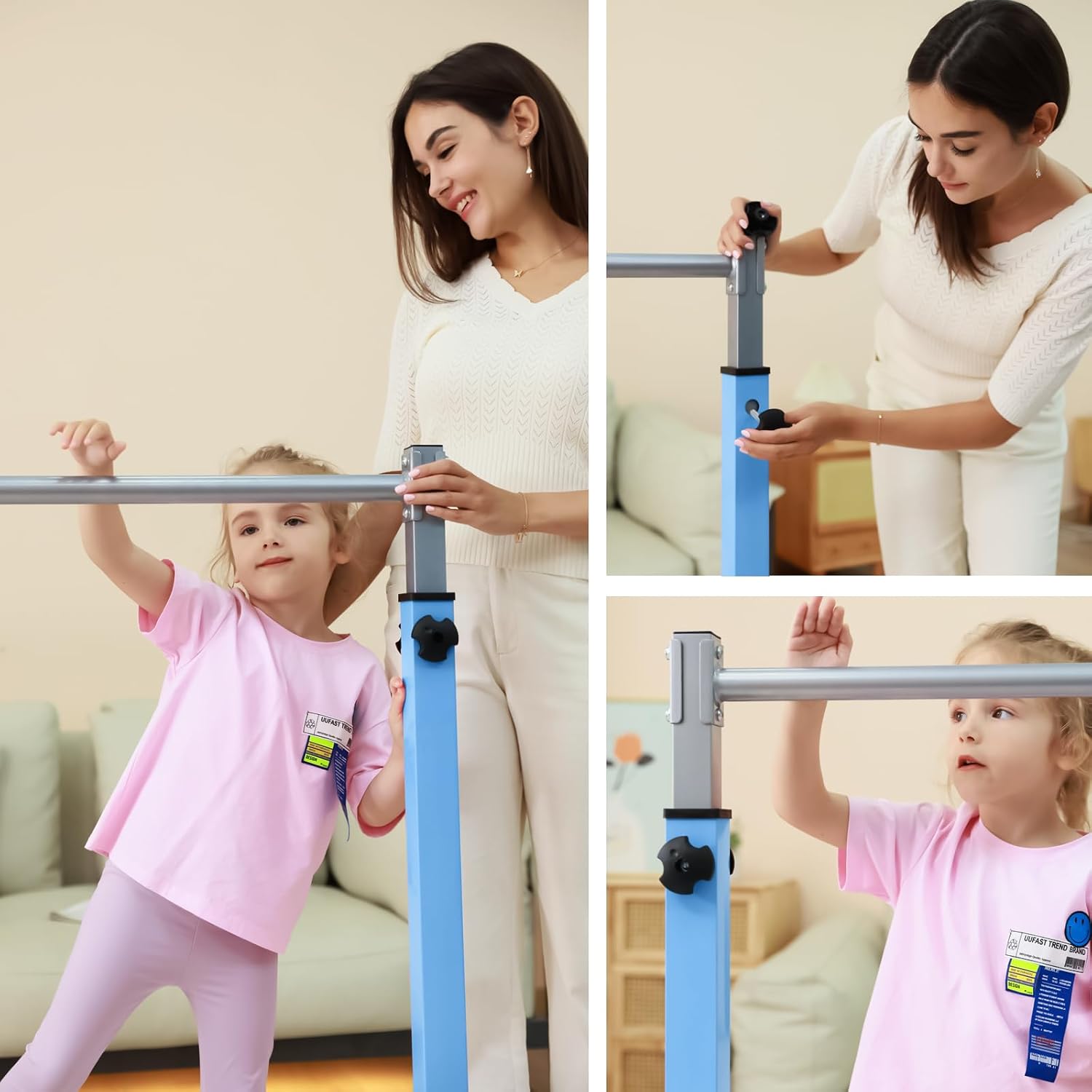 Thumbnail 6 de Mosebears Adjustable Steel Gymnastics Bar for Kids, 3' to 5' Height