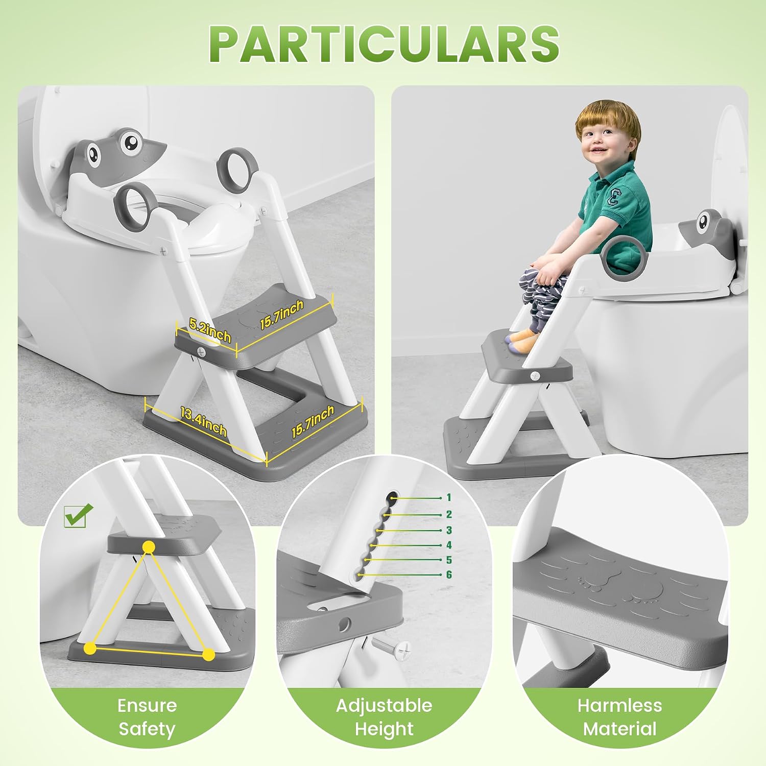 Detalle 2 de COOSEYA Kinder-Toilettensitz mit Leiter, 15,7 Zoll