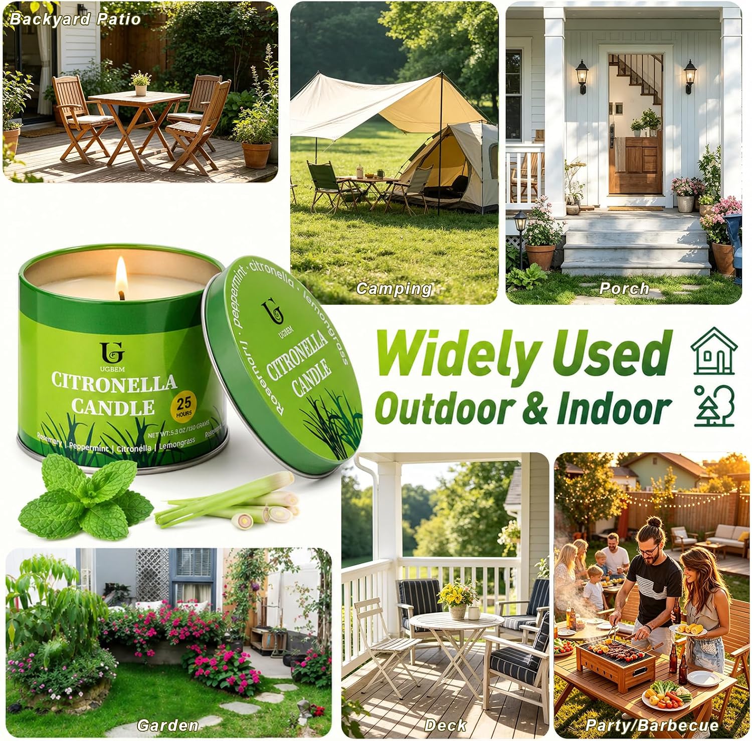 Detalle 2 de 4 Pack Citronella Candles Outdoor – Soy Wax, Plant‑Based Oils for Patio and Camping