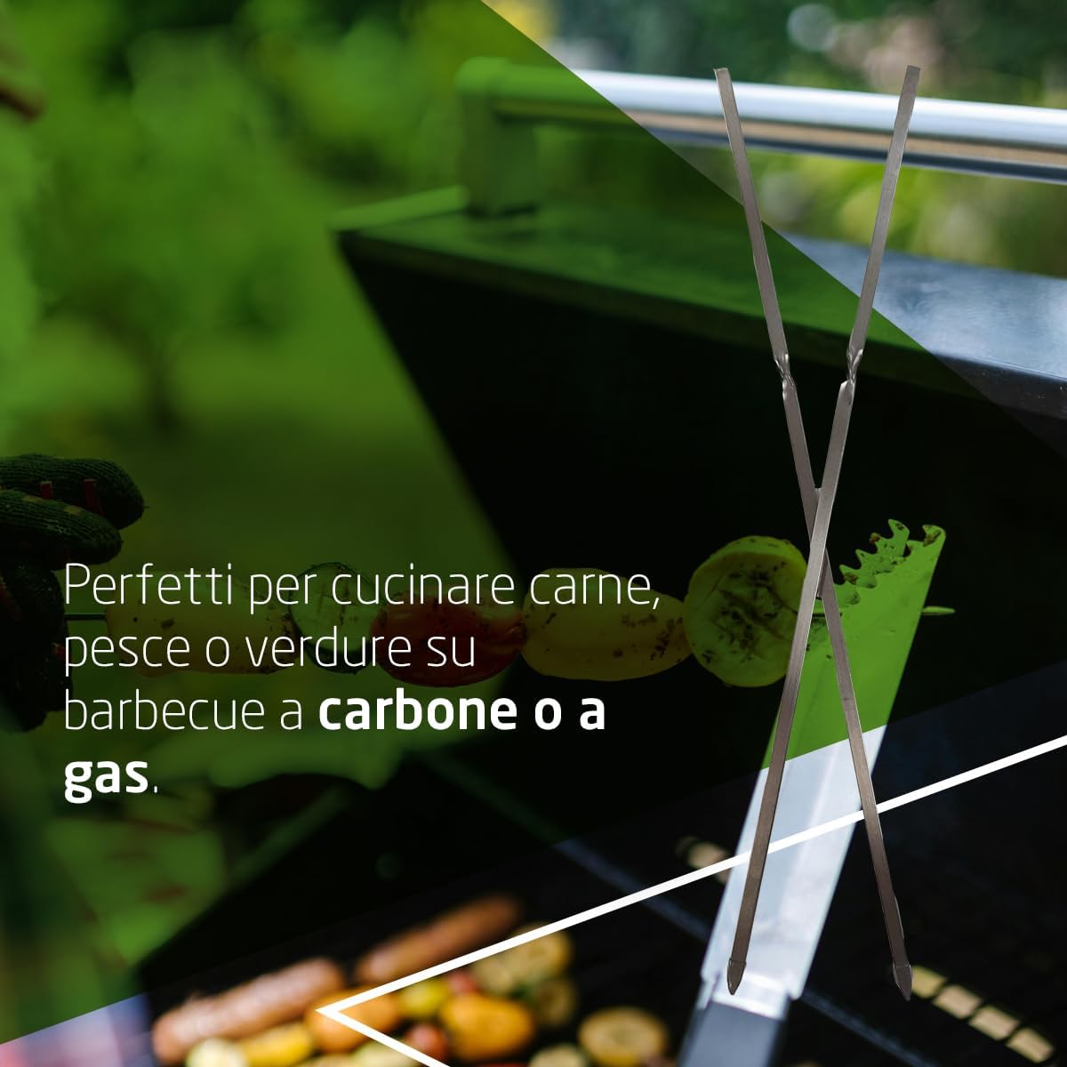 Detalle de Amig - 10 Spiedini Metallo per Barbecue Fireplus — Spiedini in Acciaio Inox da 30 cm