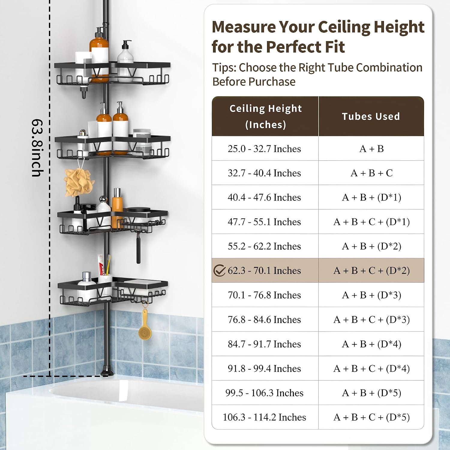 Thumbnail 6 de Kegii Corner Shower Caddy 25-114.2 in