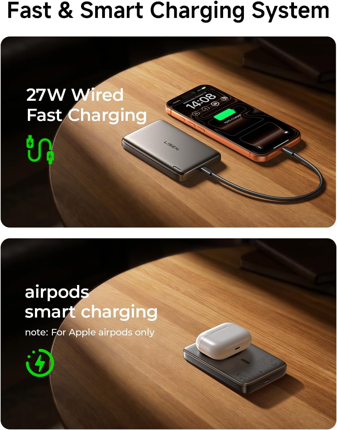 Thumbnail 6 de LISEN 2E465 Magnetic Power Bank, 10,000mAh, Qi2, 27W USB-C