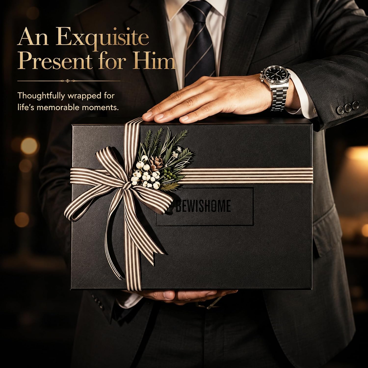 Detalle 2 de BEWISHOME High-End Watch Box 20-Slot: Wooden Case with Large Glass Lid