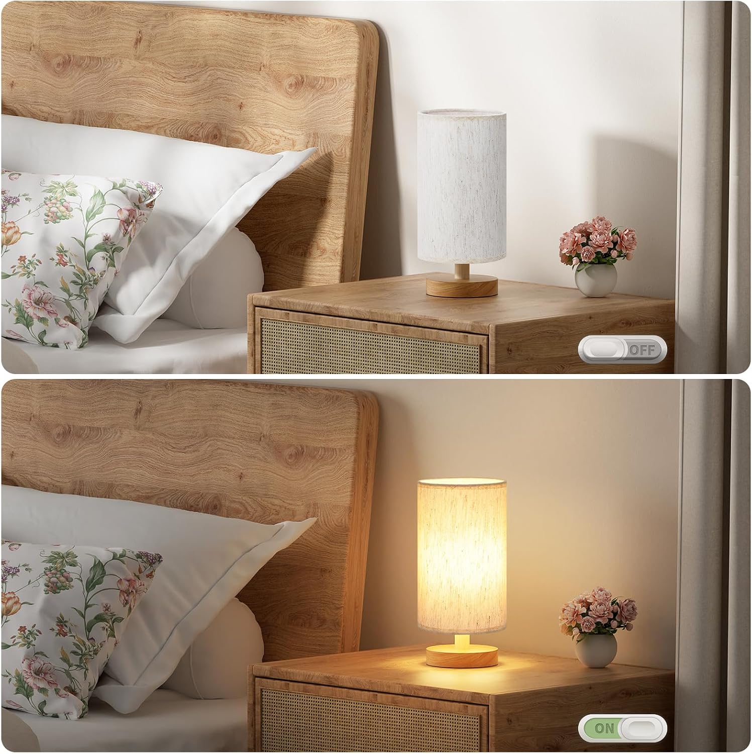 Detalle de Aooshine Bedside Lamps 3000K warm table lamp 🛋