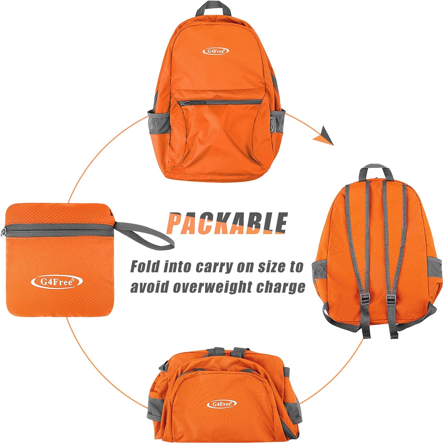 Detalle 2 de G4Free 20L Faltbarer Rucksack ultraleicht