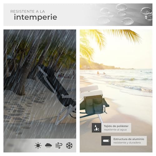 Thumbnail 6 de tectake Silla Playa Plegable con Respaldo Ajustable - aluminio ligero, mochila integrada (negro)