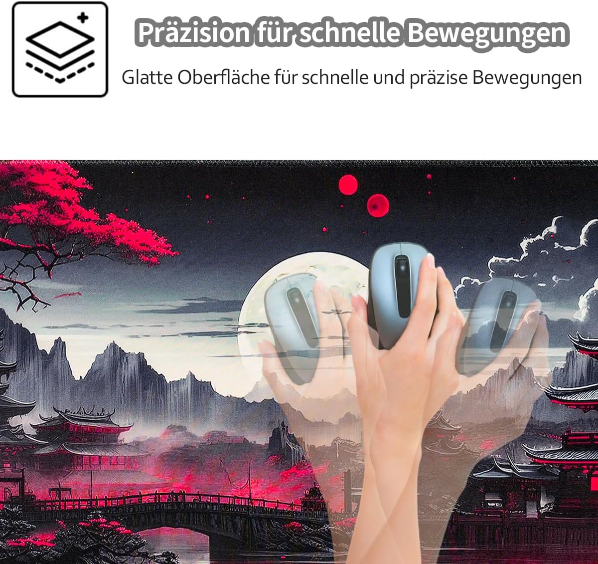 Thumbnail 1 de Zindoo XXL Gaming Mauspad 900 x 400 mm – Schwarzes Anime Mousepad mit rutschfester Gummibasis