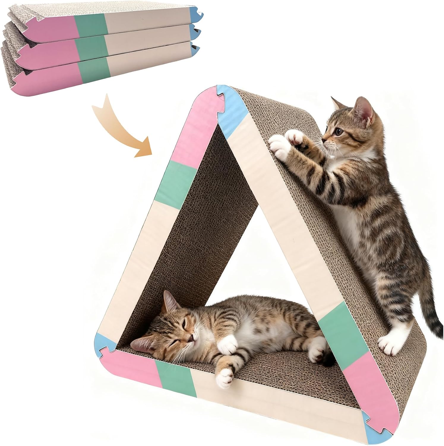 Detalle de JUNGLE WELL Triangle Cat Scratcher Board 3-pack 🐱