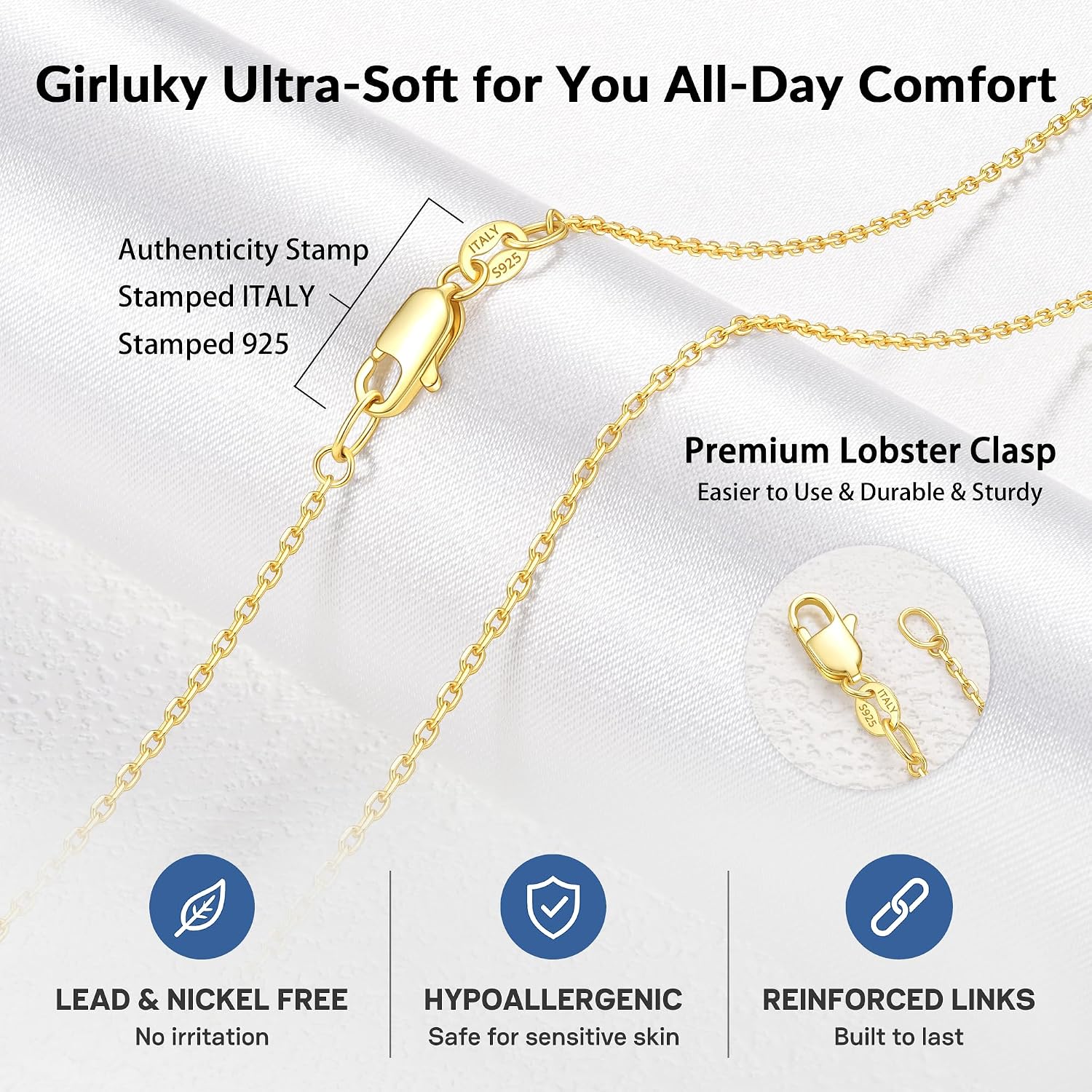 Detalle 2 de Girluky Cable Chain Necklace, 1.1mm