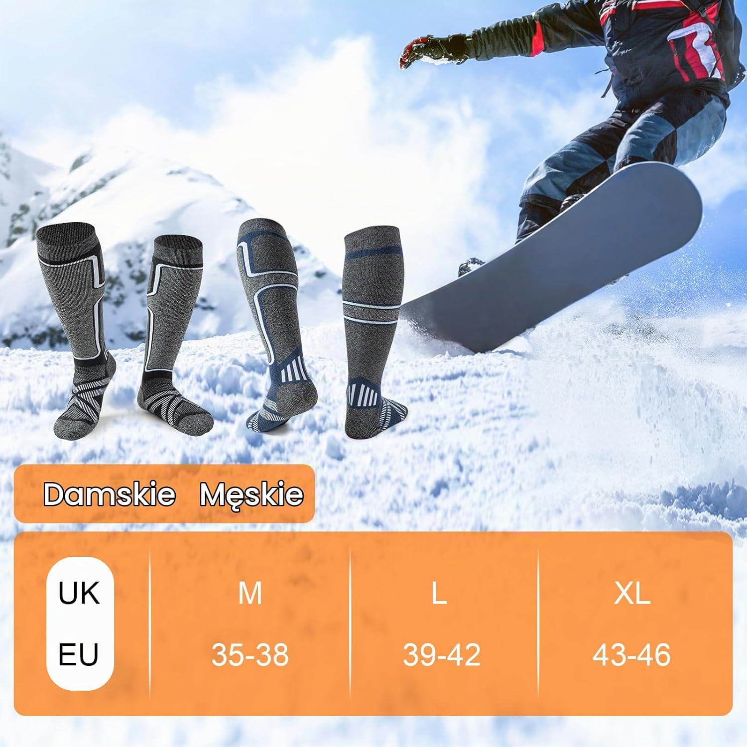 Detalle 2 de Cirorld SKI-WM skarpety narciarskie Merino, 2 pary, 30% wełny