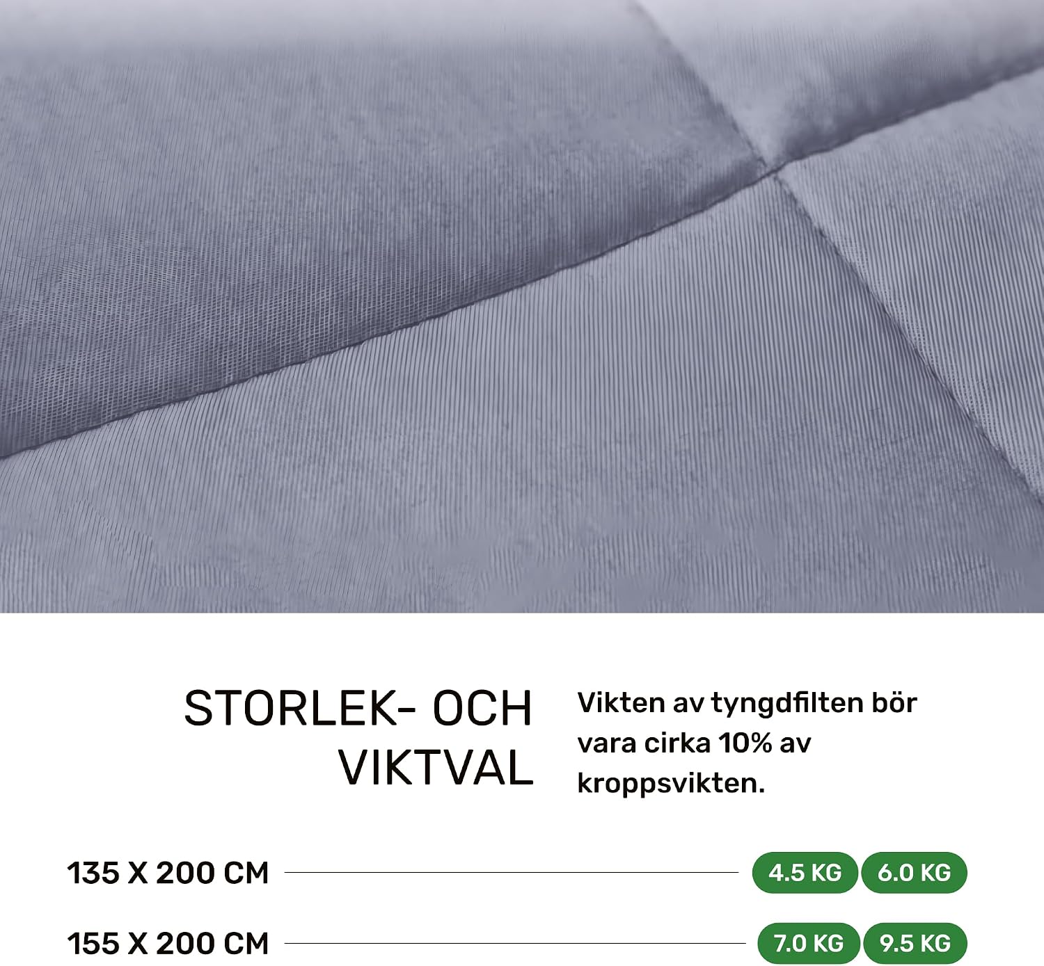 Detalle de Dailydream DD11WBKParents_BE terapeutisk tyngdfilt, 4,5 kg, 135 × 200 cm, grå
