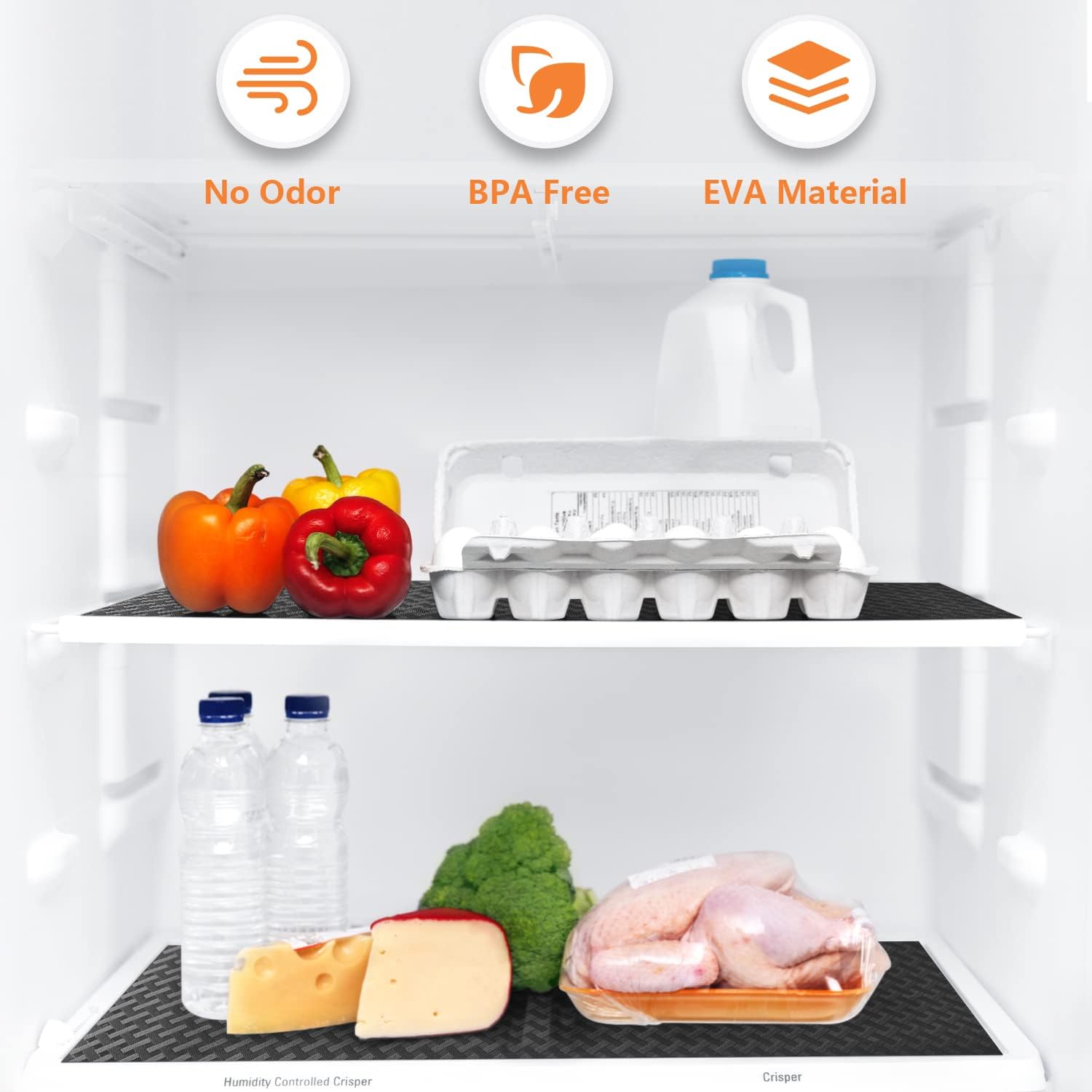 Thumbnail 3 de Shelf Liners for Kitchen Cabinets & Refrigerator EVA Mats (Black, Non-Adhesive) 23.6 x 236.2 Inches