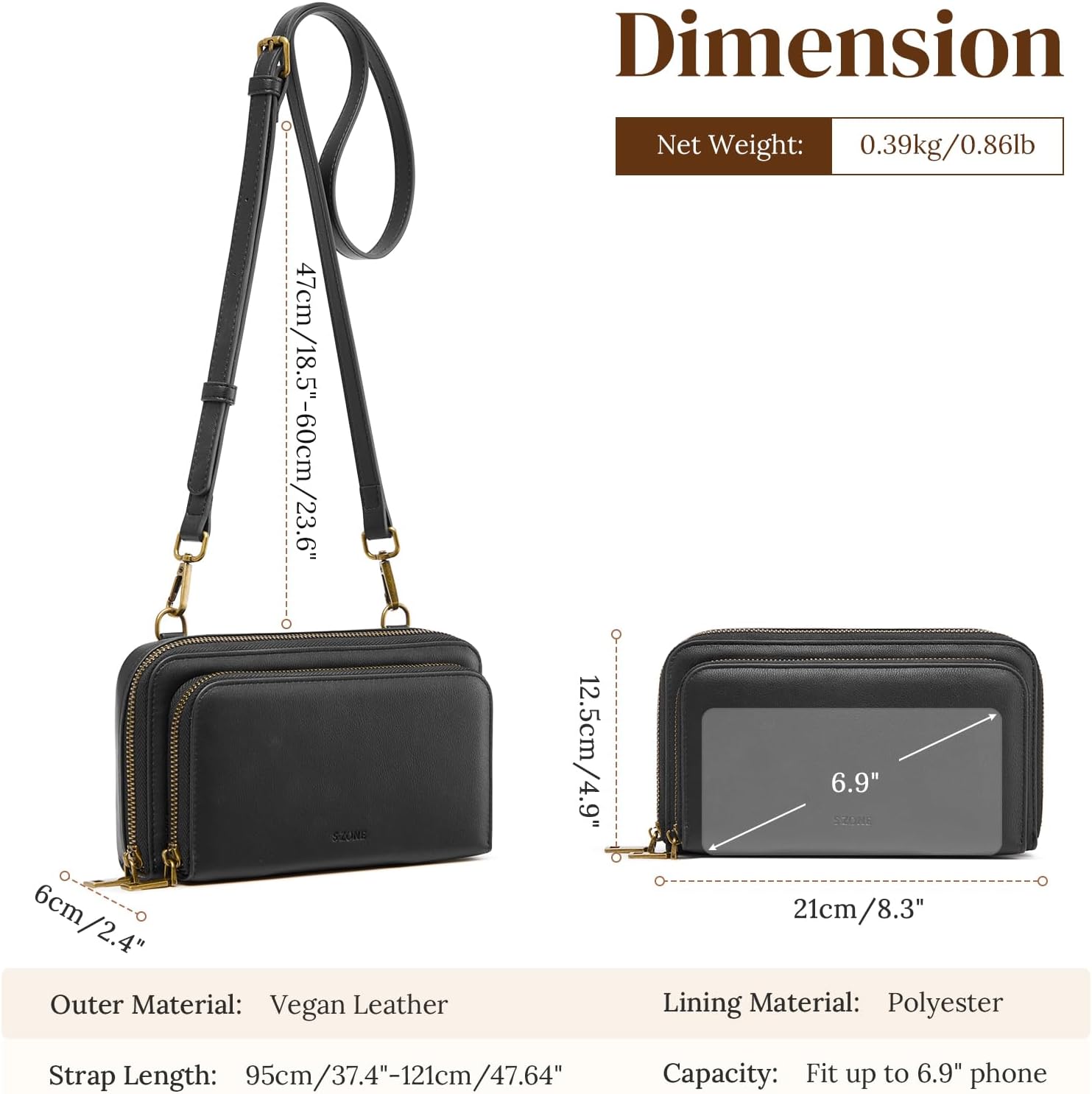 Thumbnail 3 de S-ZONE Faux Leather Women Crossbody Bag review