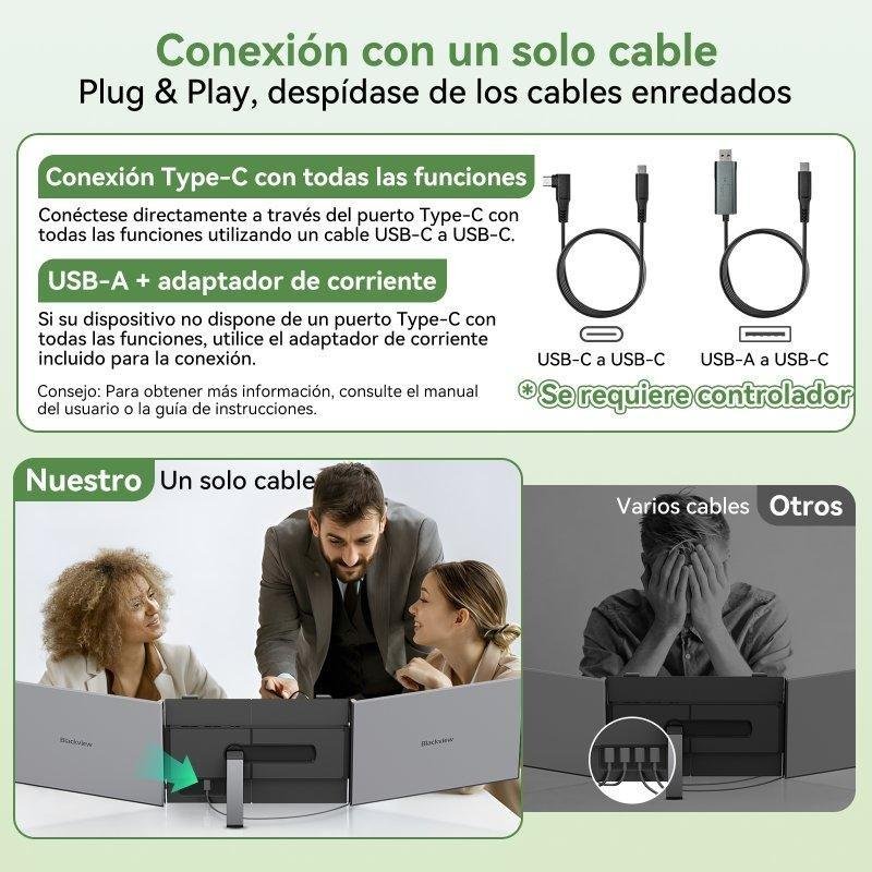 Detalle de Monitor Blackview DCM8 Pro 15,3" IPS FullHD 60 Hz – ultraligero con altavoz integrado y USB-C