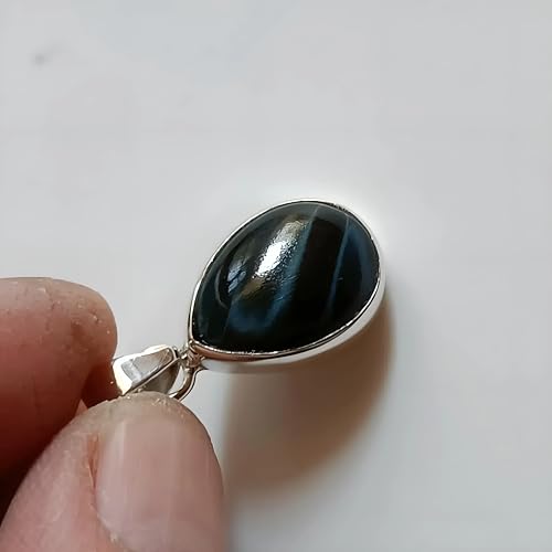 Thumbnail 4 de Navya Craft Black Tiger’s Eye Pendant Necklace in 925 Sterling Silver