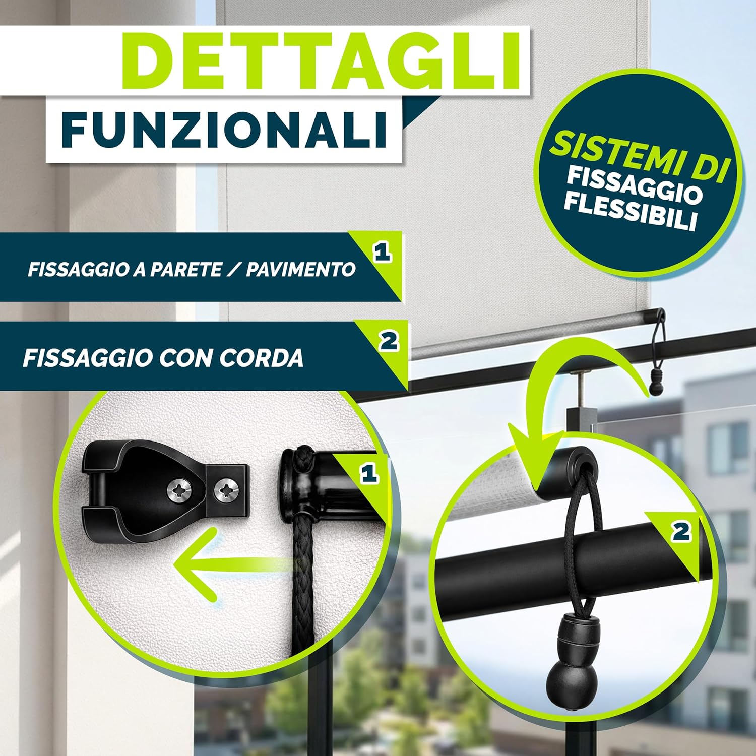 Thumbnail 2 de tillvex Tenda da sole verticale 160 x 250 cm: protezione solare versatile per balcone, terrazza e giardino