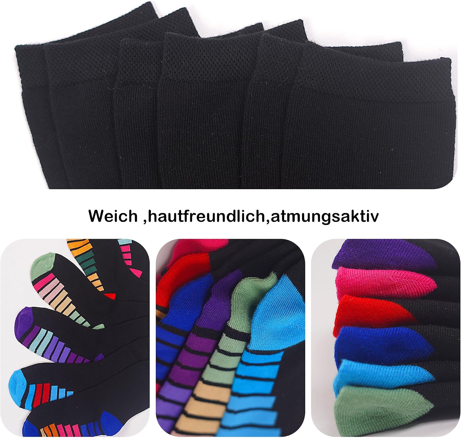 Detalle 2 de L&K-II Lot de 6 ou 12 paires de chaussettes mi-mollet coton femme (sport & loisir) 2237