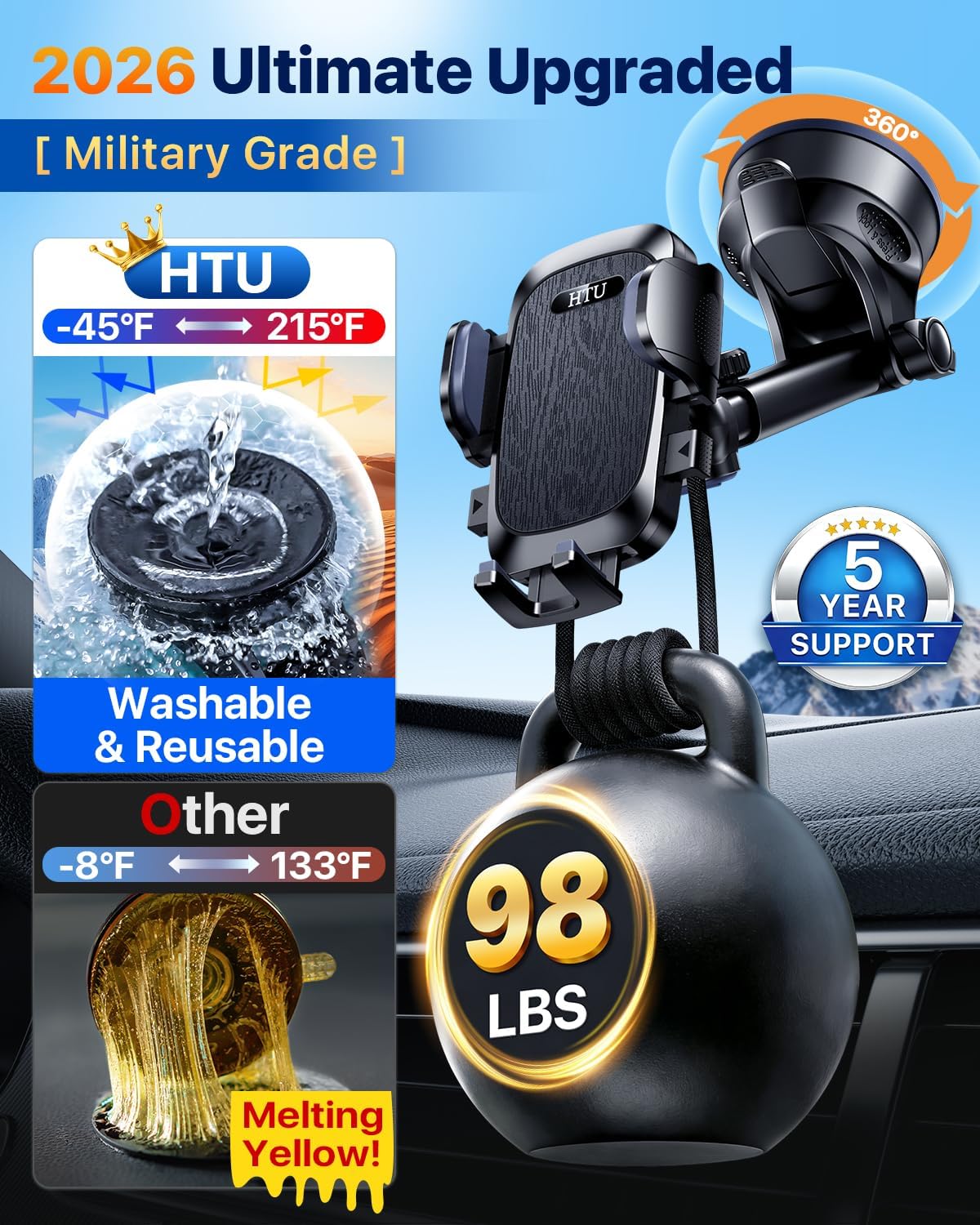 Thumbnail 2 de HTU 98+ LBS car phone mount for dashboard