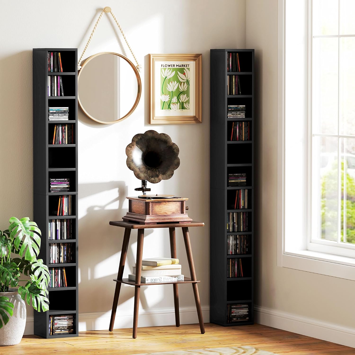 Thumbnail 6 de HOMCOM 833-135V80BK CD Storage Tower, 12 Tiers, 204-CD Capacity, Black