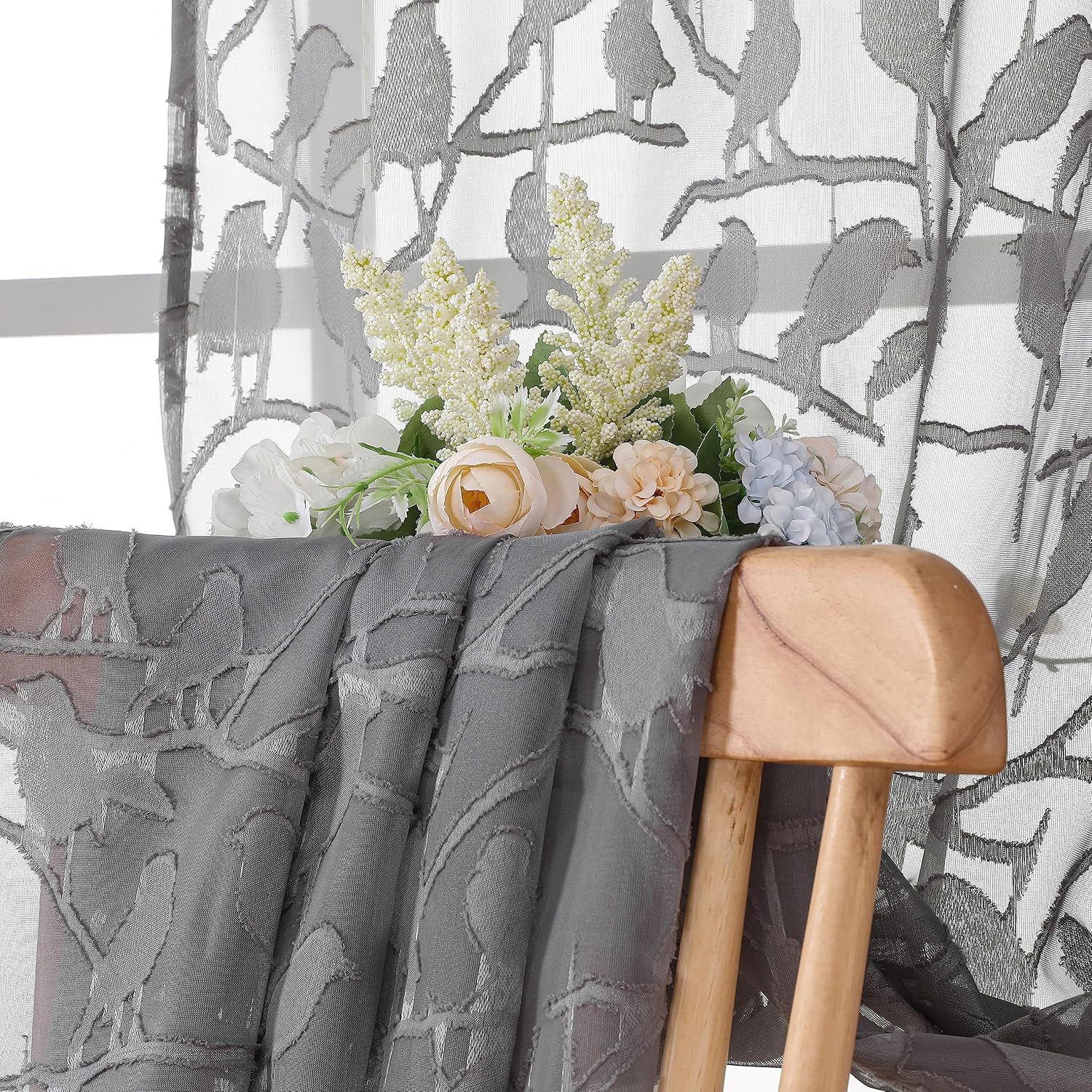 Detalle de OVZME Sheer Curtains 36-Inch Length