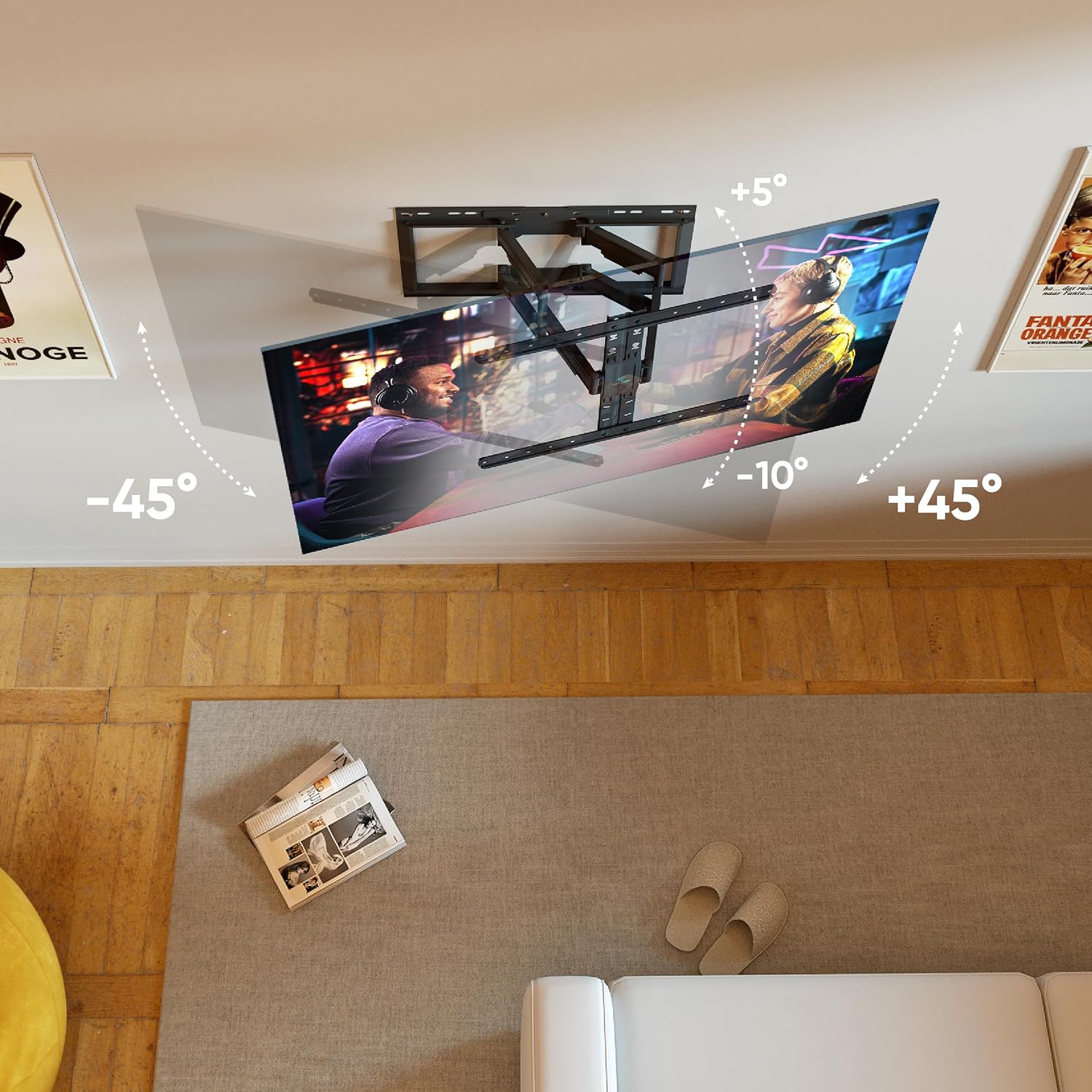 Detalle de ONKRON SM6L-B Supporto TV a parete inclinabile e girevole 32–90" fino a 50 kg, VESA 200×200–600×400, nero