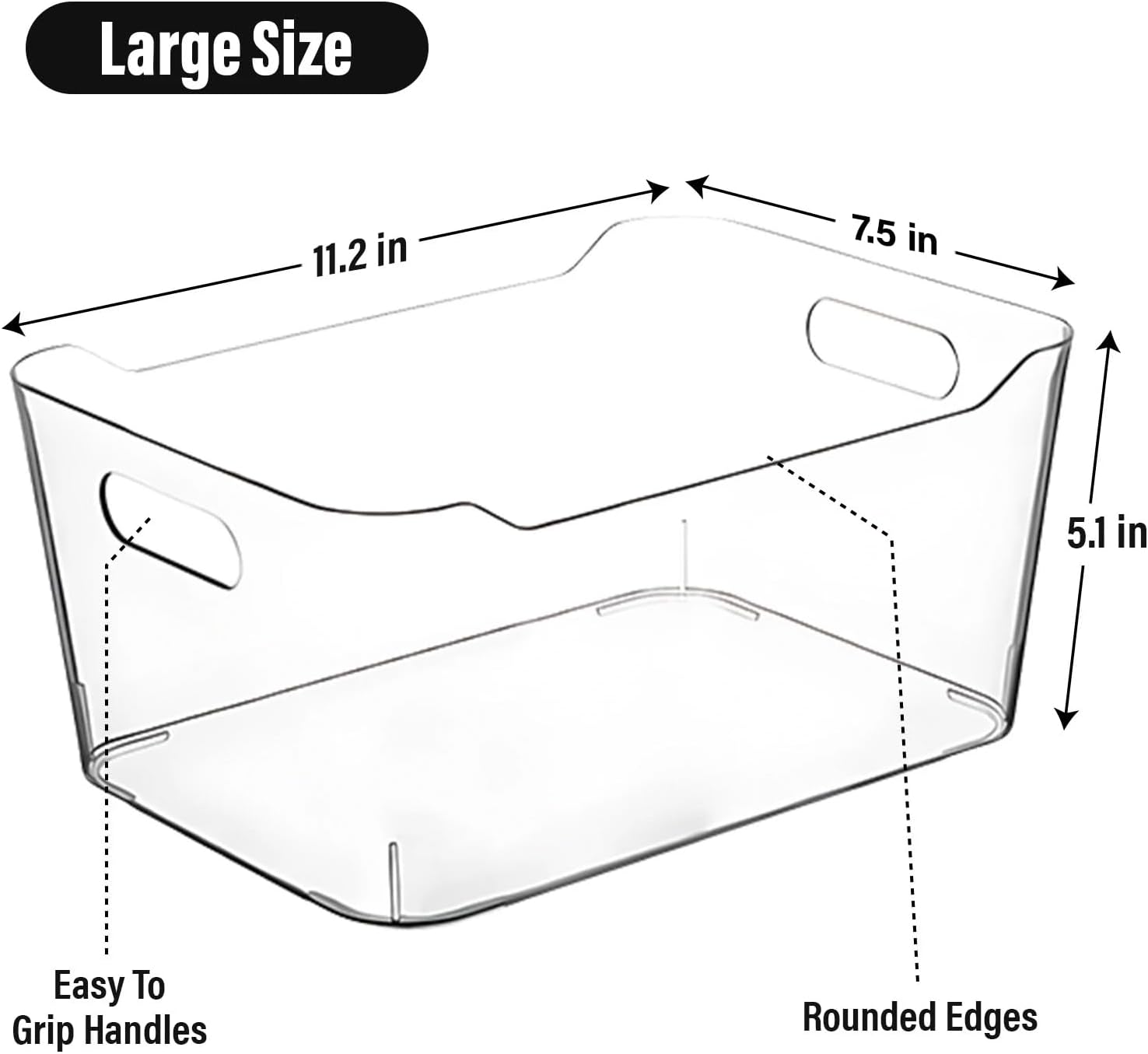 Detalle 2 de Clear Plastic Storage Bins (Set of Organizer Containers) for Kitchen, Pantry, Fridge, and More
