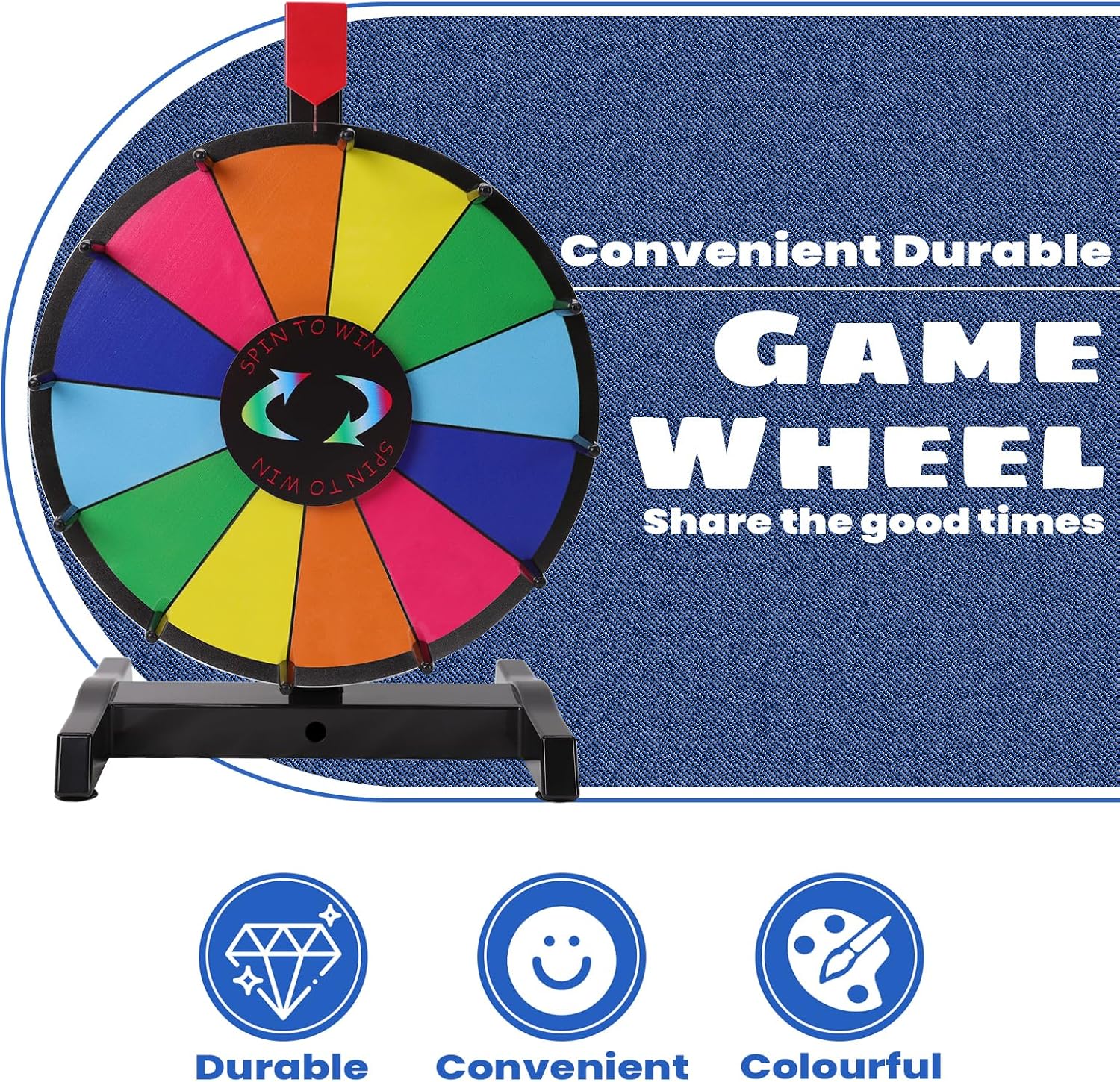 Thumbnail 1 de iElyiEsy Spinning Prize Wheel 12 Inch Tabletop with Stand (12 Colour Slots)