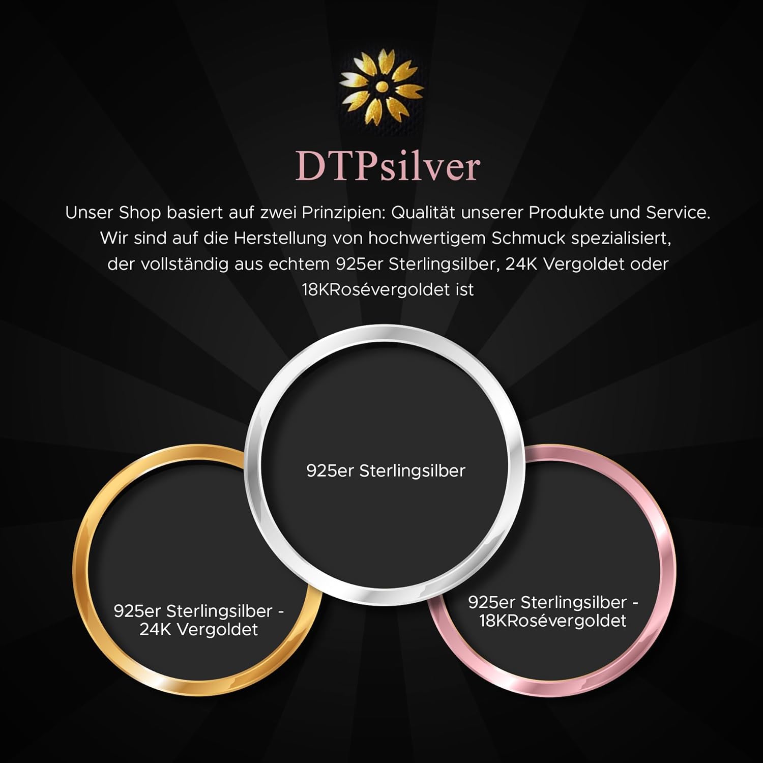 Thumbnail 3 de DTPsilver 3 Paare WINZIGE/KLEINE Ohrstecker aus 925 Sterling Silber oder Rosé-Gold-Überzug (2–5 mm)