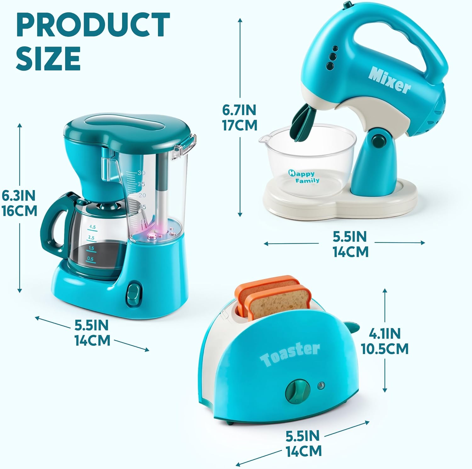Thumbnail 2 de JOYIN Educational Kitchen Toy Set for Kids – Blue, with Coffee Machine, Toaster & Mixer (30+ pieces)