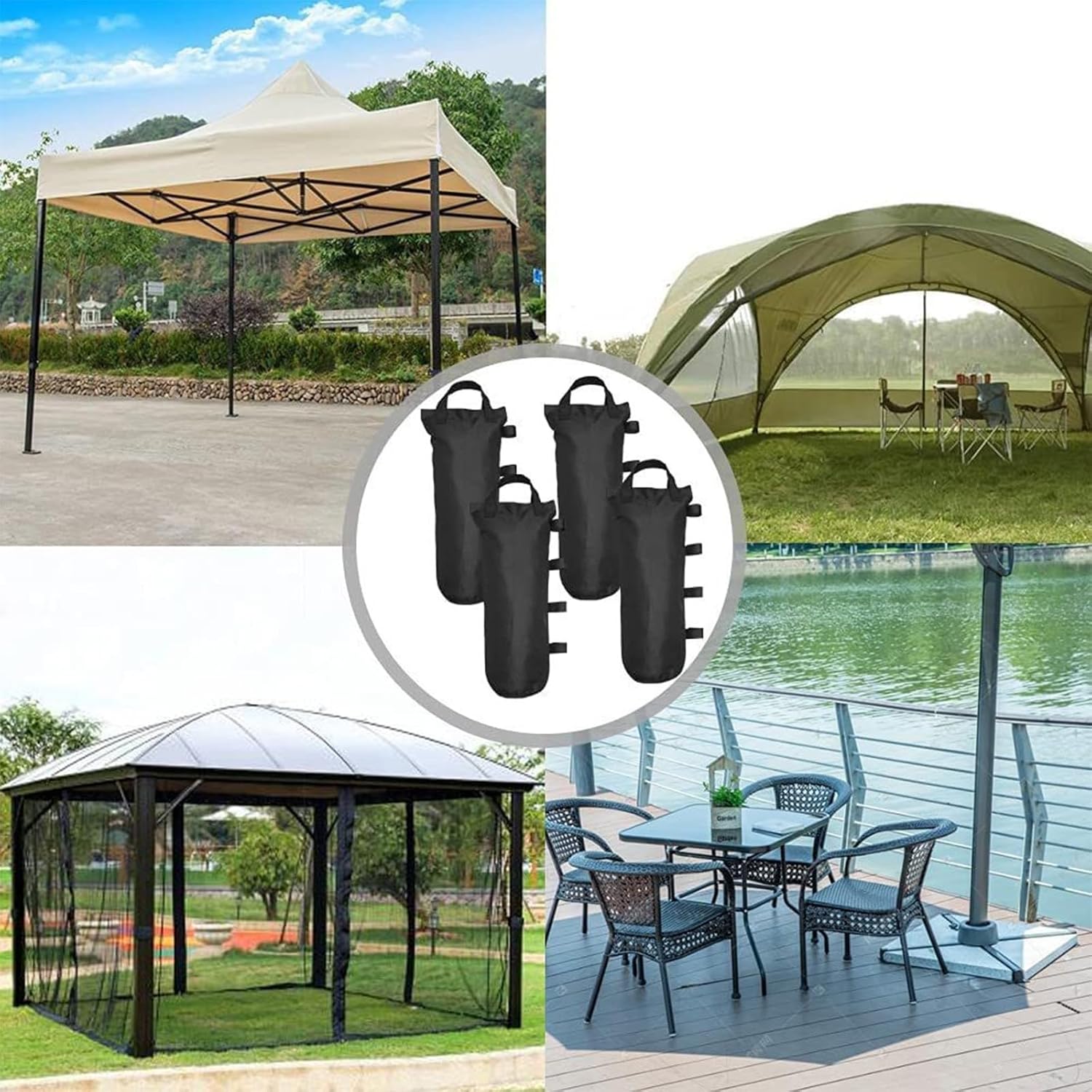 Detalle 2 de 4 Stück Zelt-Sandsack (Industriequalität 600D) mit Gewichtsbeutel für Pavillon & Pop-up-Vordach