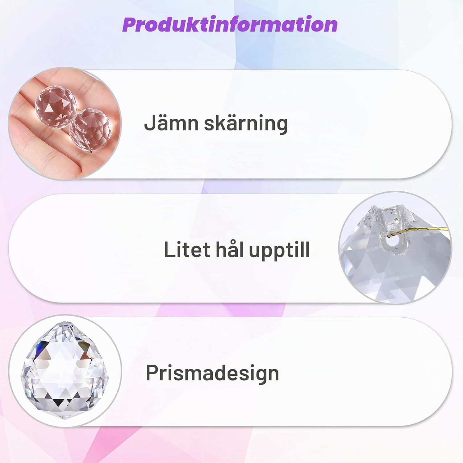 Detalle de Hejo kristallsolfångare 20 mm – K9-kristall för fönster och dekoration