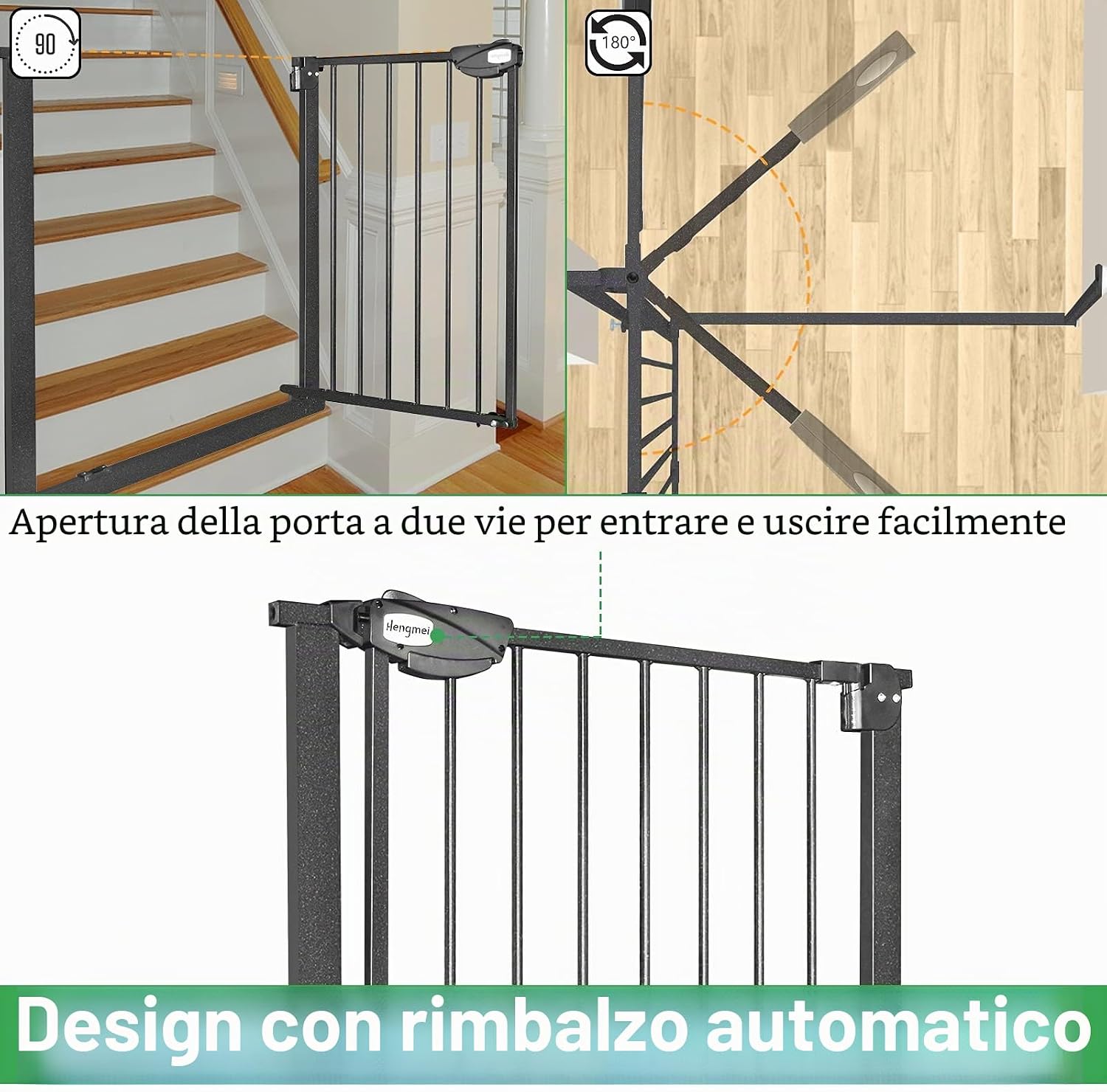 Thumbnail 2 de Aufun Griglia di protezione per porte e scale (85–95 cm) - chiusura automatica, senza fori, apertura 180°