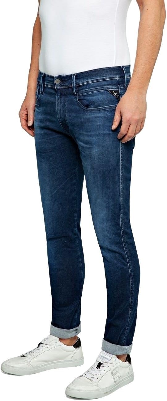 Detalle de Replay Herren Jeans Anbass Hyperflex Colour Xlite – Slim Fit mit Stretch