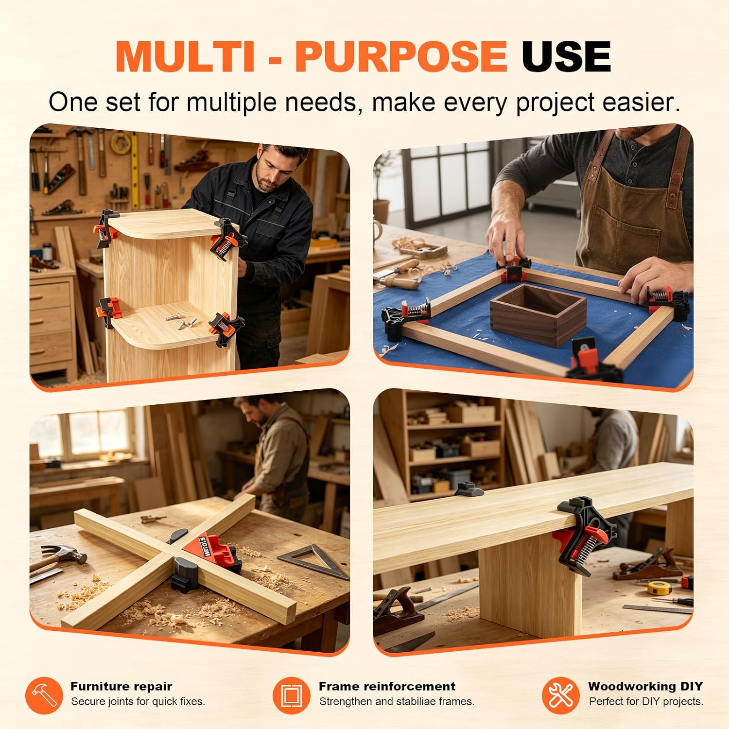 Thumbnail 5 de WETOLS WE404 90-Degree Corner Clamps, 4-Piece Adjustable Set