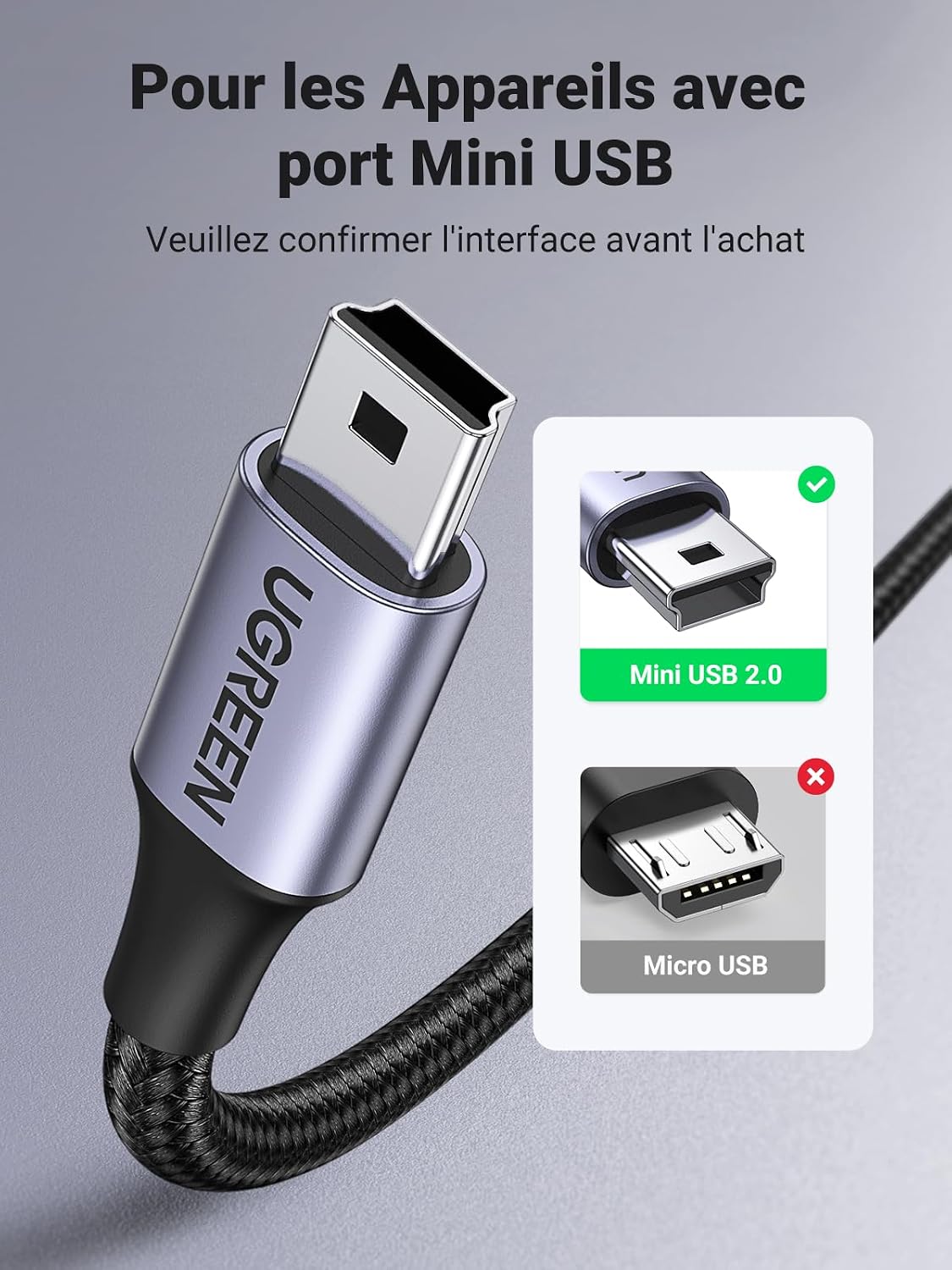 Thumbnail 1 de UGREEN Câble Mini USB Ti 83 Premium ⚡