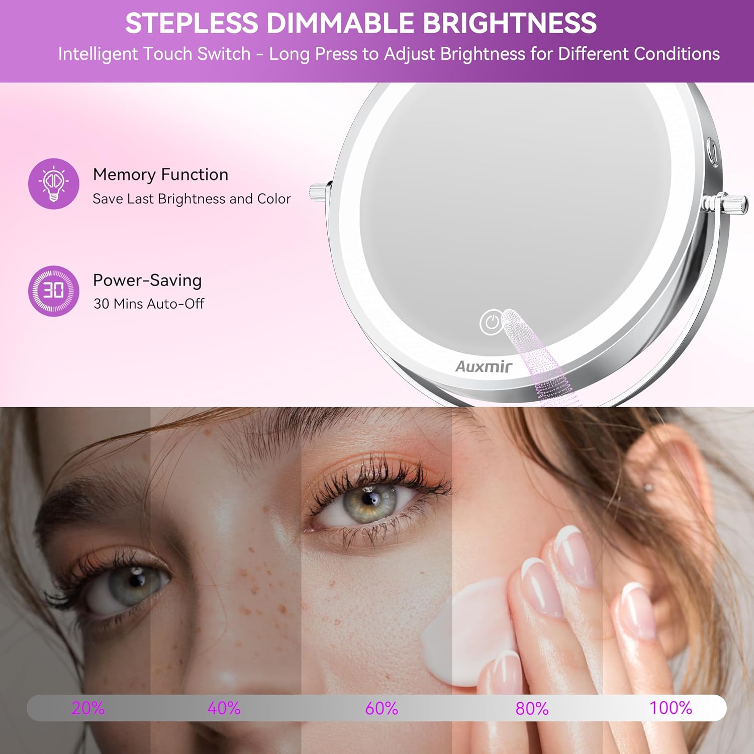 Thumbnail 6 de Auxmir 9-In Lighted Makeup Mirror 30X