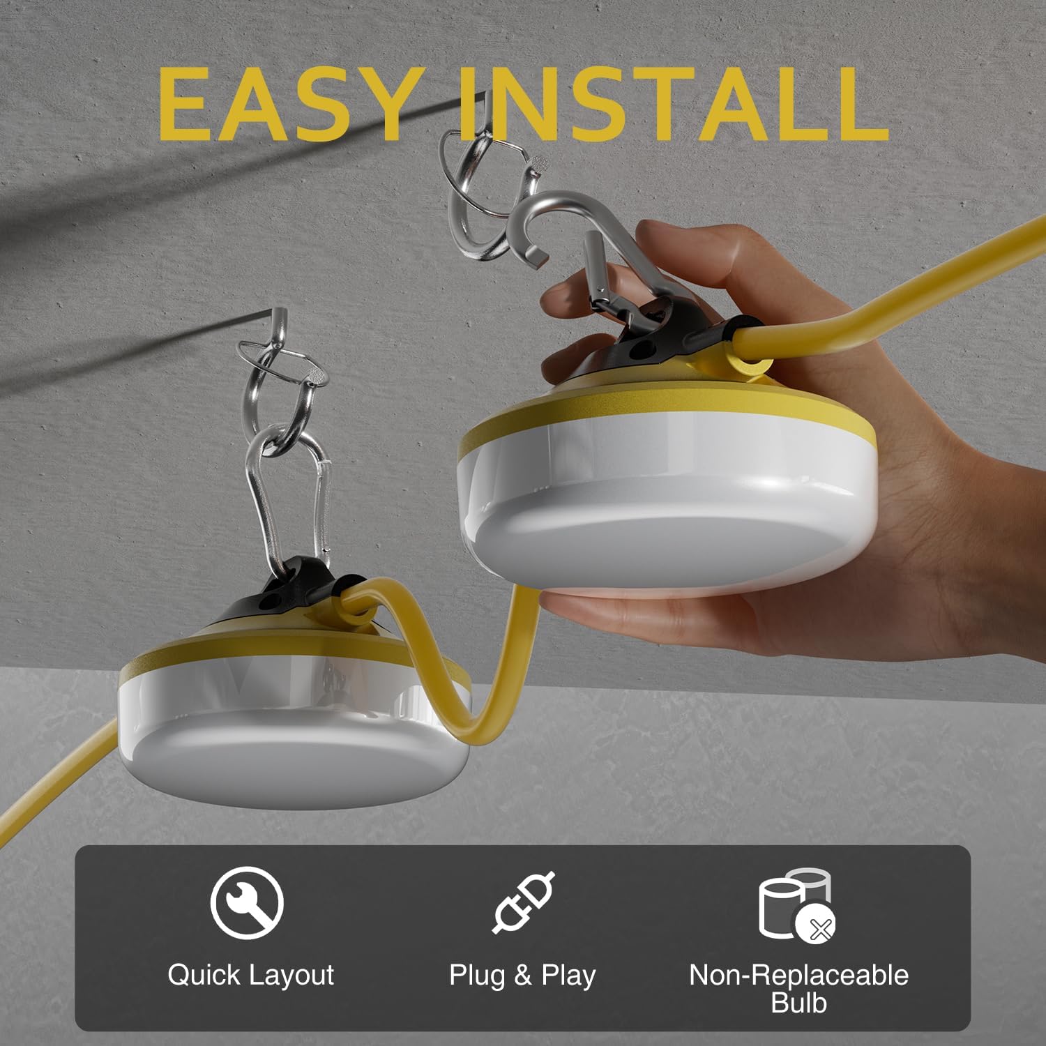 Thumbnail 4 de RUISUN LED Construction String Lights, 100FT, 10,000 lm, 5000K, 100W