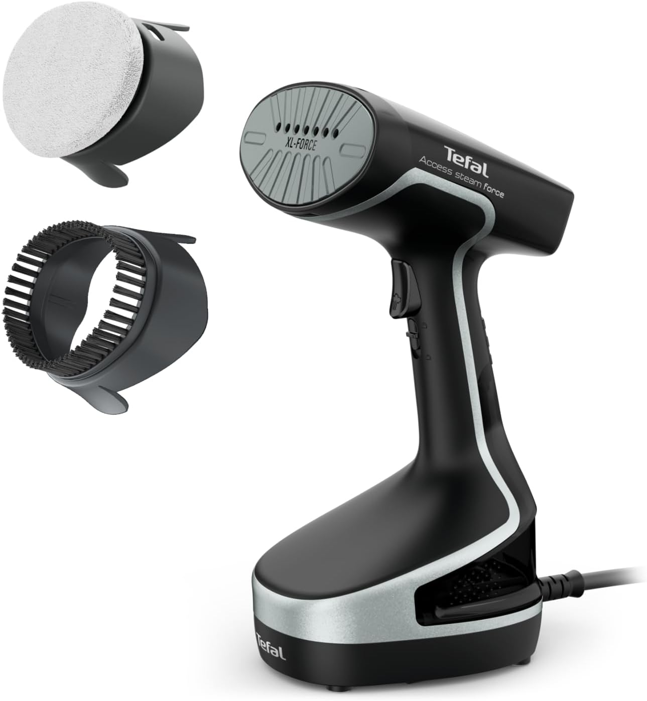 Detalle de Tefal DT8250 Handheld Clothes Steamer (Access Steam Force) – ready in 25 seconds, 90g/min boost, black and silver