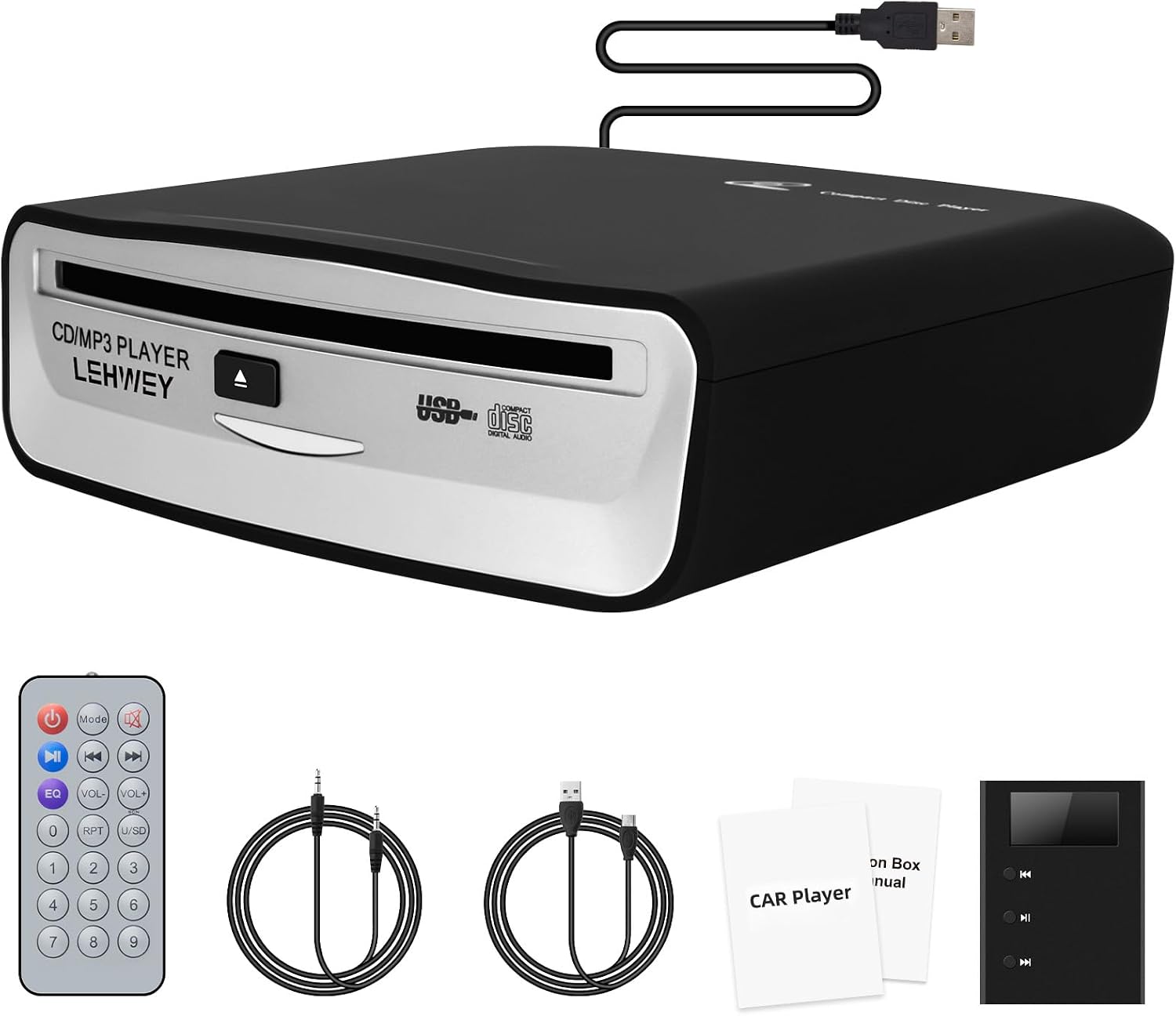 Detalle de Lehwey SX-2800A USB CD Player for Cars with AUX, FM and Anti-Skip