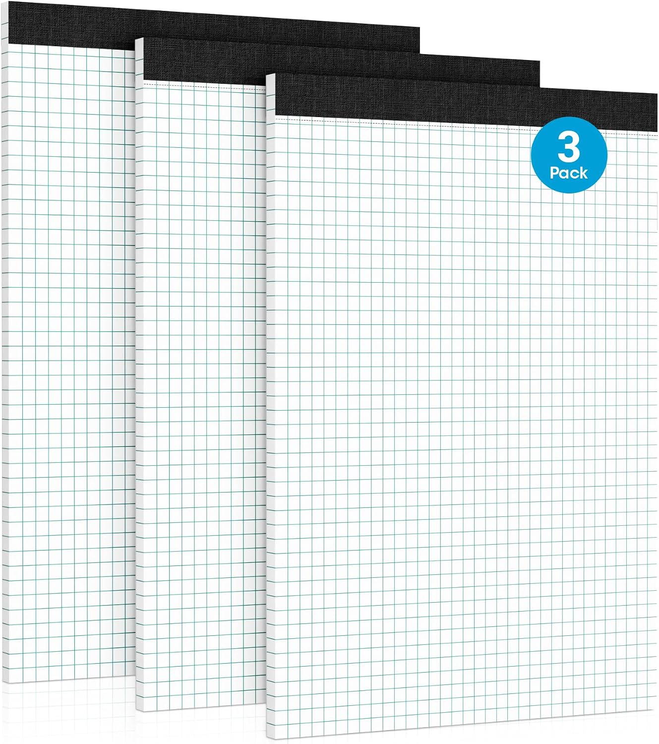 Detalle de Roneky 8.5 x 11 Graph Paper Pads, 3-Pack, 4x4 Quad Grid, Perforated