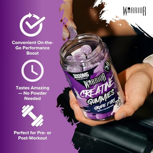 Detalle de Warrior Creatine Monohydrate Gummies 90 Gummies – Daily On-The-Go Creatine Support