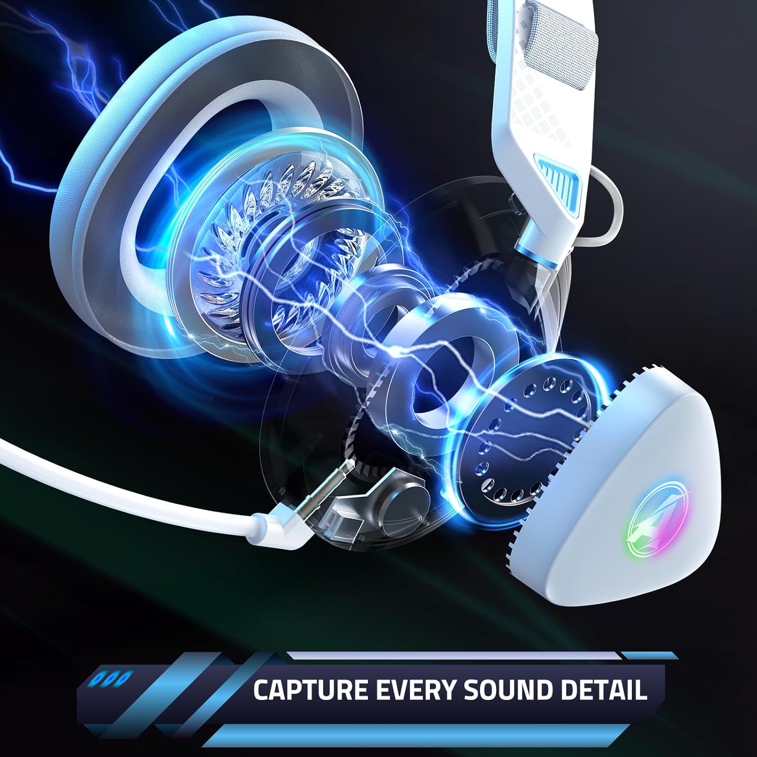 Thumbnail 1 de Awinnasey PH3 Wireless Gaming Headset for PS5, PS4, PC, Mac & Switch (Pearl White)