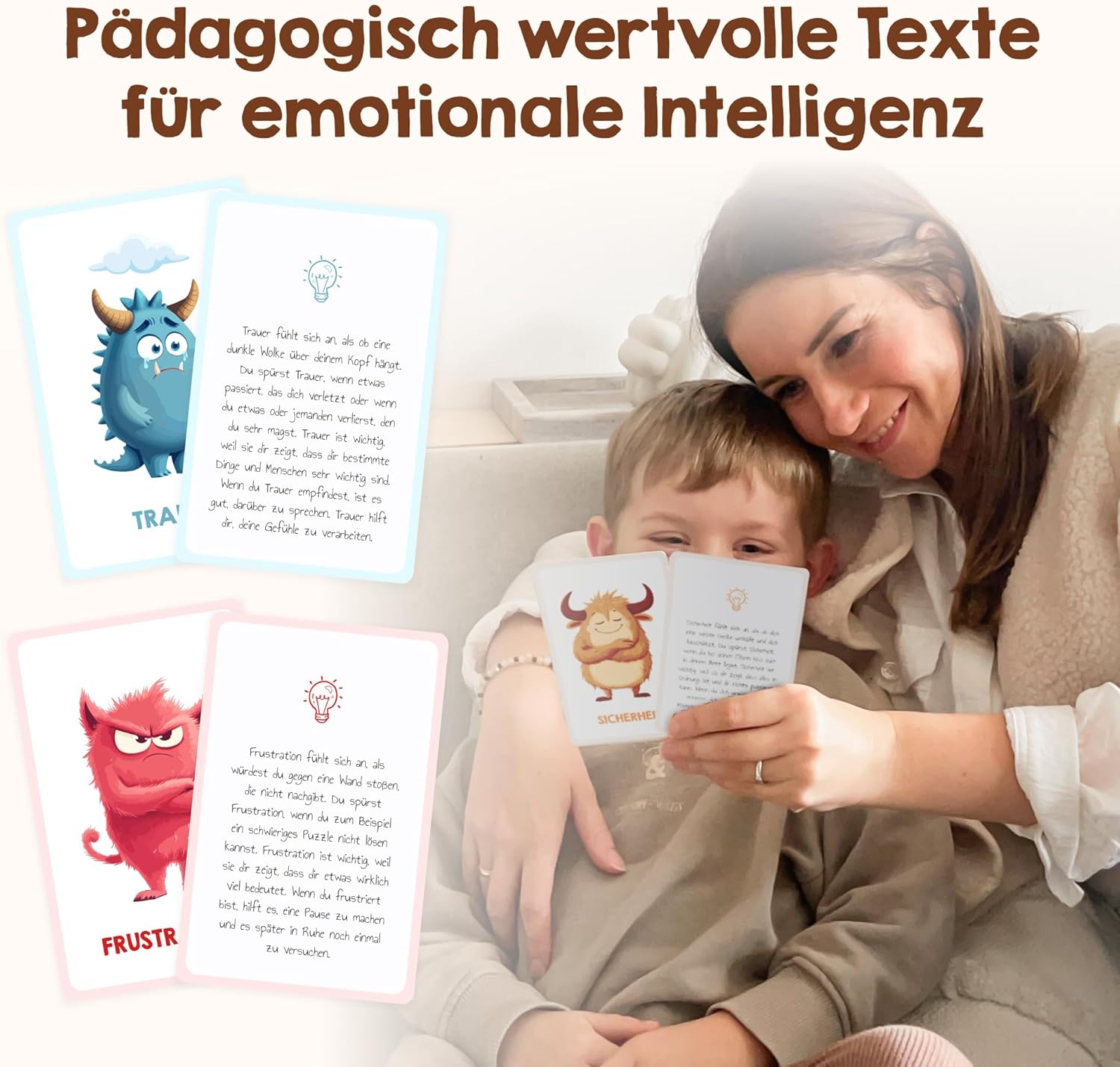 Detalle de Edubini Gefühlskarten für Kinder – 30 Emotionskarten mit Erklärtexten