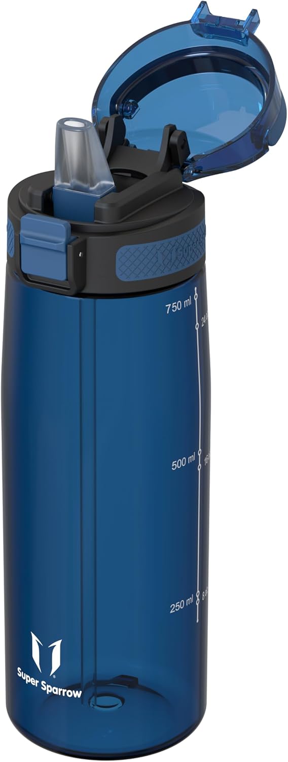 Detalle de Super Sparrow ZM-ELP ストロー付き水筒 750ml Tritan製・BPAフリー・食洗機対応