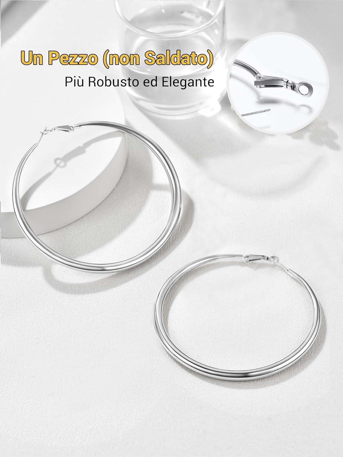 Thumbnail 5 de PROSTEEL Orecchini a cerchio in acciaio 316L chirurgico 40/60/80 mm con confezione regalo