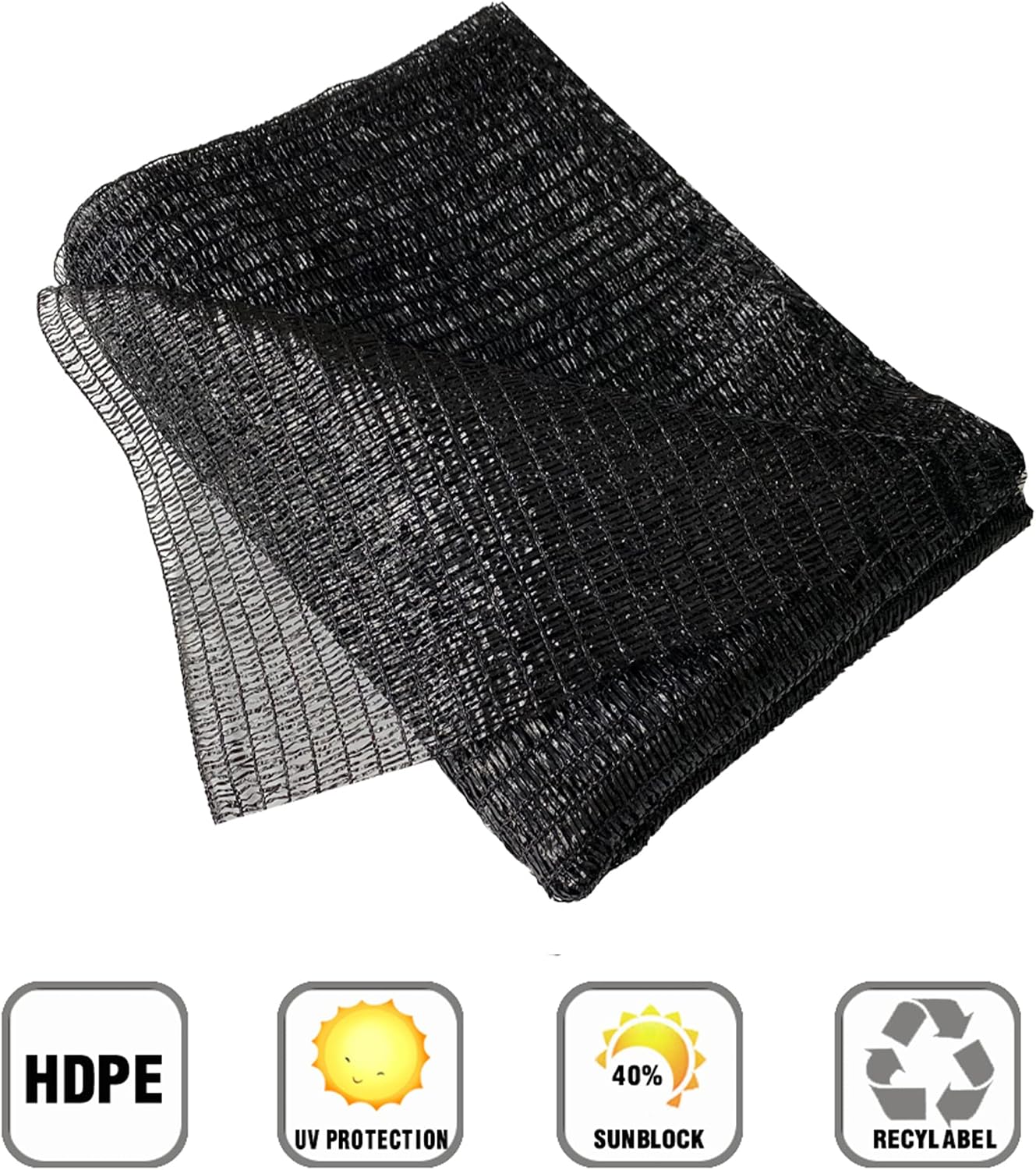 Detalle 2 de Garden Expert 10ft x 20ft Black Shade Net, 50% Shade, UV-Resistant Mesh