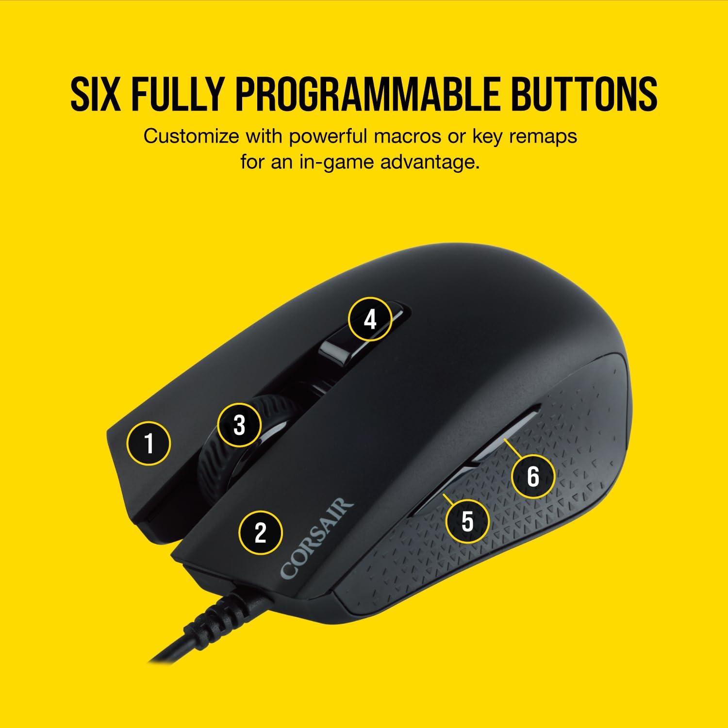 Detalle de Corsair Harpoon RGB Pro gaming mouse (optical, 12,000 DPI) — lightweight FPS/MOBA control